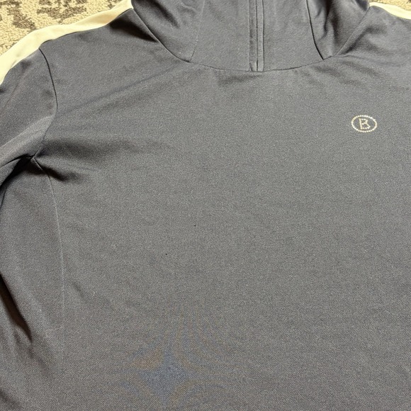 Bogner Sport Women's Hooded 1/4 Zip Tneck Midnight Navy & White Active Wear Top - Picture 5 of 9